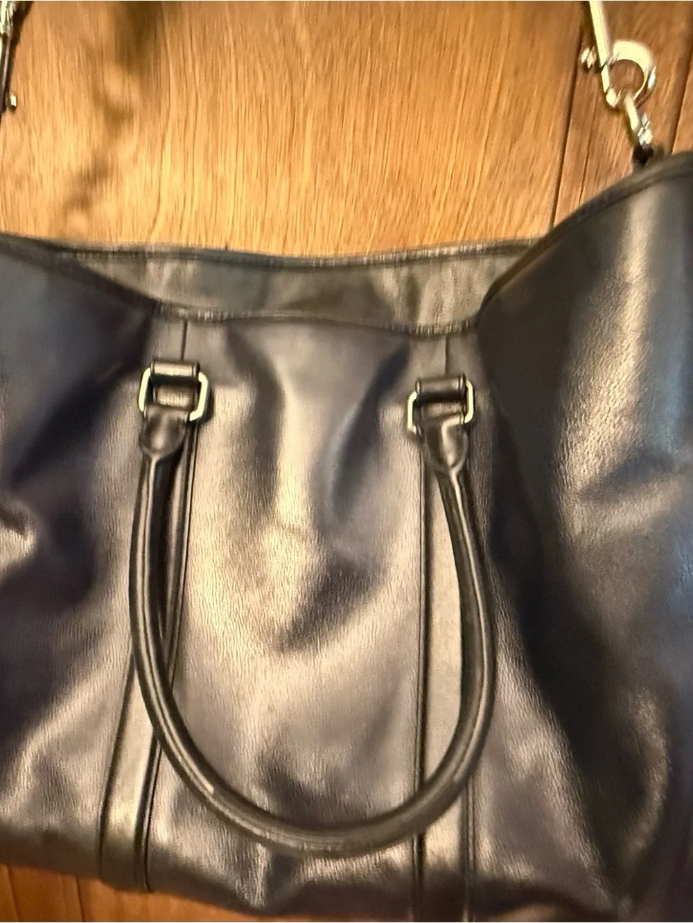 Vintage Coach Black and Navy Leather Crossbody Tote